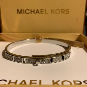 MICHAEL KORS Silver Tone Pave Bangle Bracelet